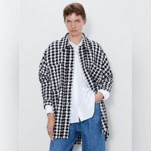 Zara Houndstooth Oversized Shacket